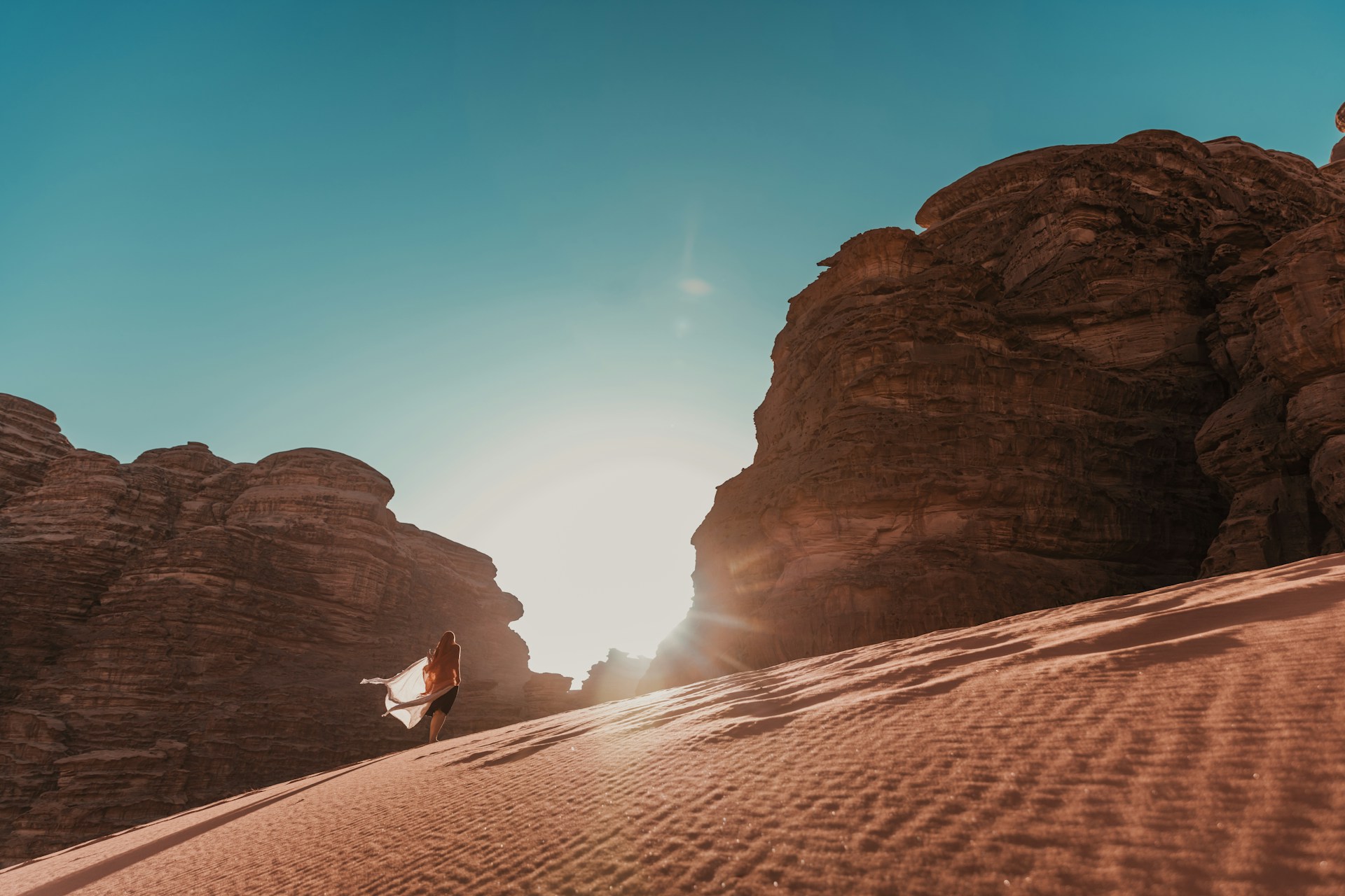 woman standing in desert